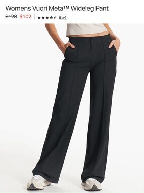 Vuori Wideleg Pant in Black with Front Crease